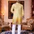  crochet embroidered  men's rayon kurta - yellow