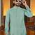  blue crochet embroidered  men's rayon kurta 