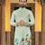  green crochet embroidered  men's rayon kurta 