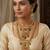 Gold plated pink green south indian bridal jewellery set