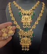Gold plated pink green south indian bridal jewellery set-1