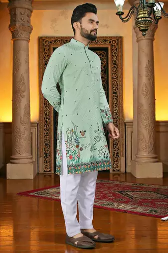   crochet embroidered  men's rayon kurta 