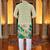  yellow crochet embroidered  men's rayon kurta 