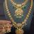 Gold plated pink green goddess lakshmi south indian bridal jewellery set-1