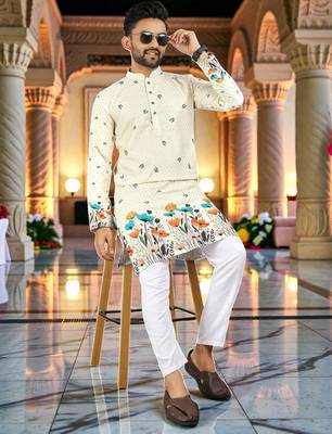   crochet embroidered  men's rayon kurta  3