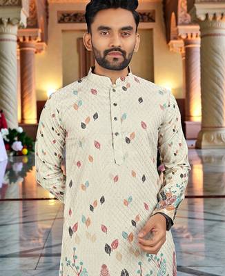   crochet embroidered  men's rayon kurta  2