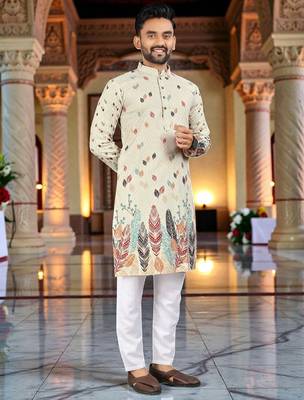   crochet embroidered  men's rayon kurta  4
