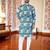 Blue -digital schifli embroidered  men's rayon kurta 