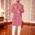 Pink -digital schifli embroidered  men's rayon kurta 
