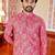 Pink -digital schifli embroidered  men's rayon kurta 