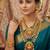 Matt finish pink green godeess lakshmi south indian bridal jewellery set