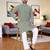  green chikankari embroidered  men's rayon kurta  