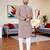  peach chikankari embroidered  men's rayon kurta  