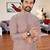 peach chikankari embroidered  men's rayon kurta  