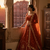 Rust silk blend thread embroidered  Lehenga & Unstitched Blouse with Dupatta