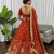 Rust silk blend thread embroidered  Lehenga & Unstitched Blouse with Dupatta
