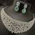 Cz mint green white stones choker bridal jewellery set