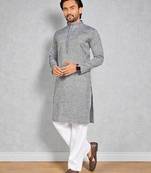 Grey linen men's  kurta
