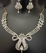 Full white cz stones gold plated jewellery set