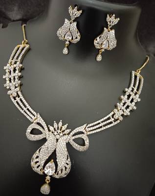 Full white cz stones gold plated jewellery set 2