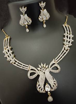 Full white cz stones gold plated jewellery set 3