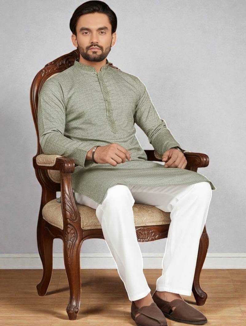 Pista linen men's  kurta