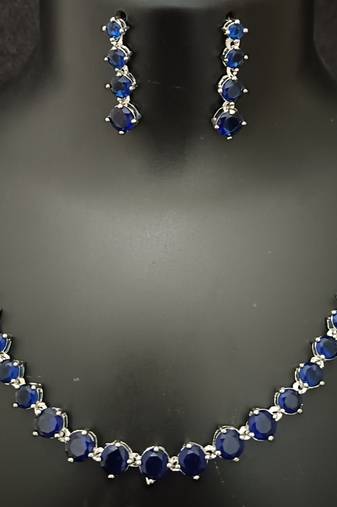 Blue sapphire solitaire cz stones jewellery set