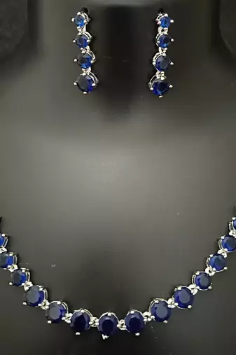 Blue sapphire solitaire cz stones jewellery set
