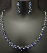 Blue sapphire solitaire cz stones jewellery set