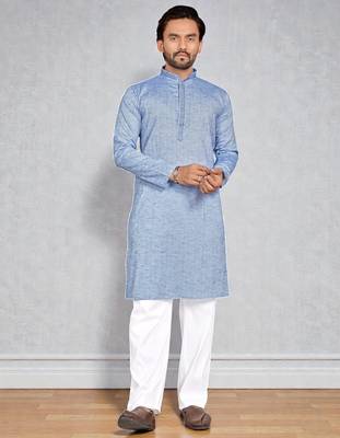 Royal blue linen men's  kurta 1