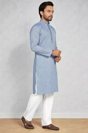 Royal blue linen men's  kurta