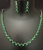 Emerald green solitaire cz stones jewellery set