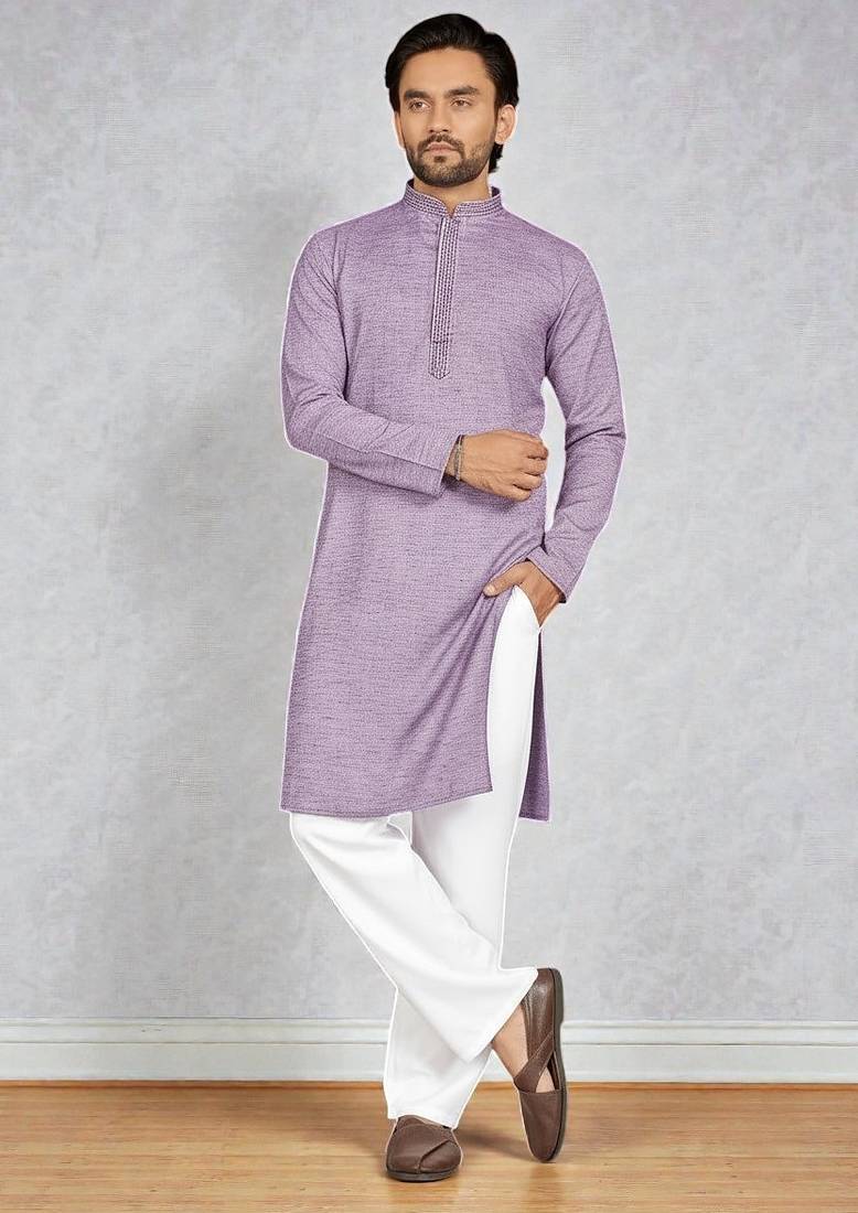 Wine linen men's  kurta
