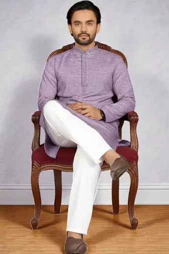 Wine linen men's  kurta