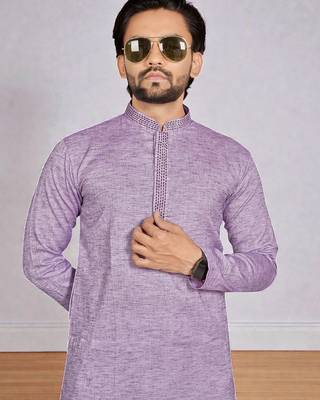 Wine linen men's  kurta 5