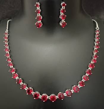 Bridal red solitaire cz stones jewellery set 1