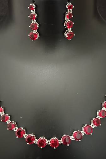 Bridal red solitaire cz stones jewellery set