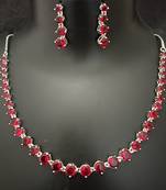 Bridal red solitaire cz stones jewellery set