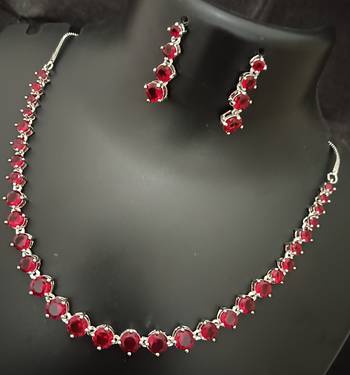 Bridal red solitaire cz stones jewellery set 2