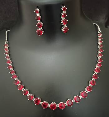 Bridal red solitaire cz stones jewellery set 3