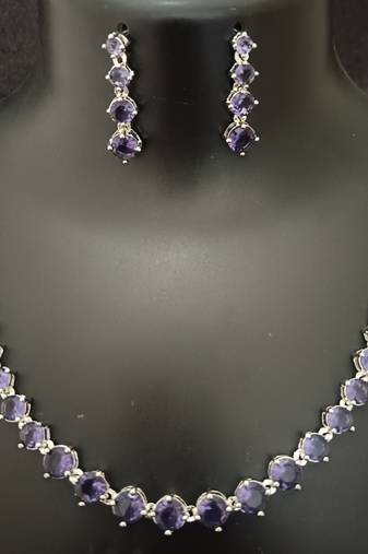 Amethyst purple solitaire cz stones jewellery set