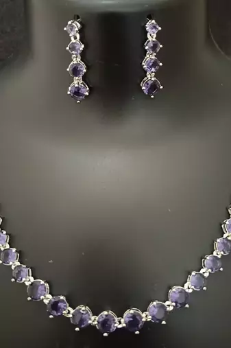 Amethyst purple solitaire cz stones jewellery set