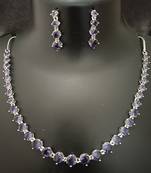 Amethyst purple solitaire cz stones jewellery set