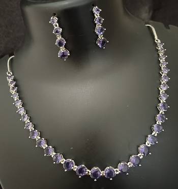Amethyst purple solitaire cz stones jewellery set 3