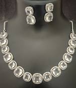 White cz square shape jewellery set