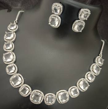 White cz square shape jewellery set 2