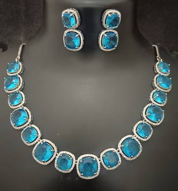 Turquoise cz square shape jewellery set 1