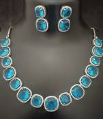 Turquoise cz square shape jewellery set