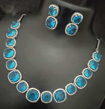 Turquoise cz square shape jewellery set 2