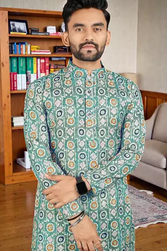  Multicolor crochet embroidered  men's rayon   kurta